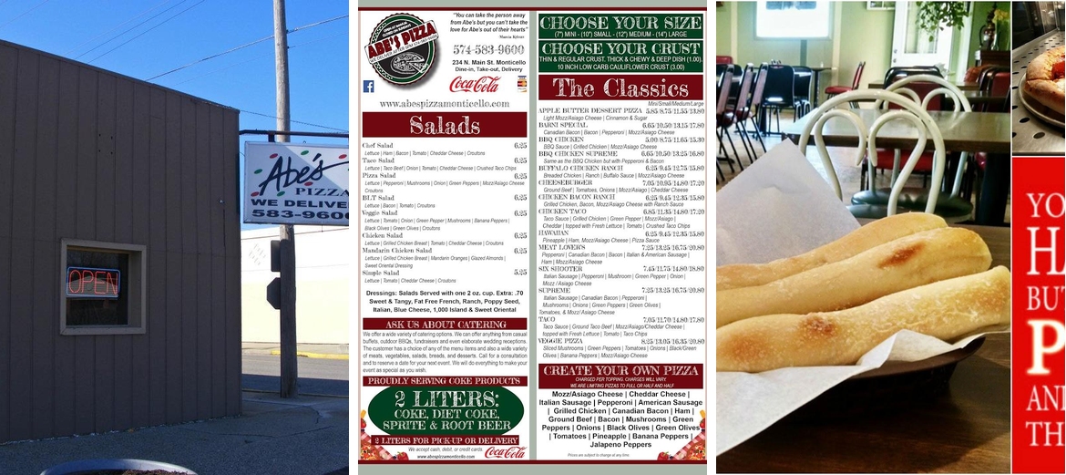 Abe's Pizza Menu